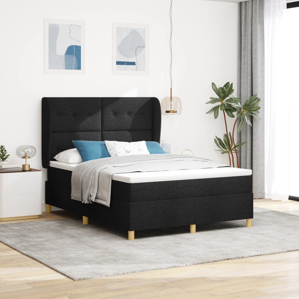 Letto Box Spring con Materasso Nero 140x200 cm
