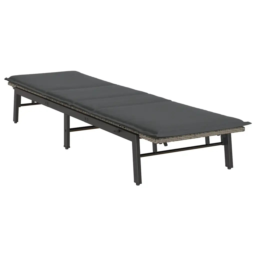 Lettino Prendisole con Cuscino Grigio in Polyrattan 4104081