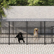 Gabbia per Cani da Esterno con Tetto in Acciaio 18,77 mÂ² cod mxl 42288