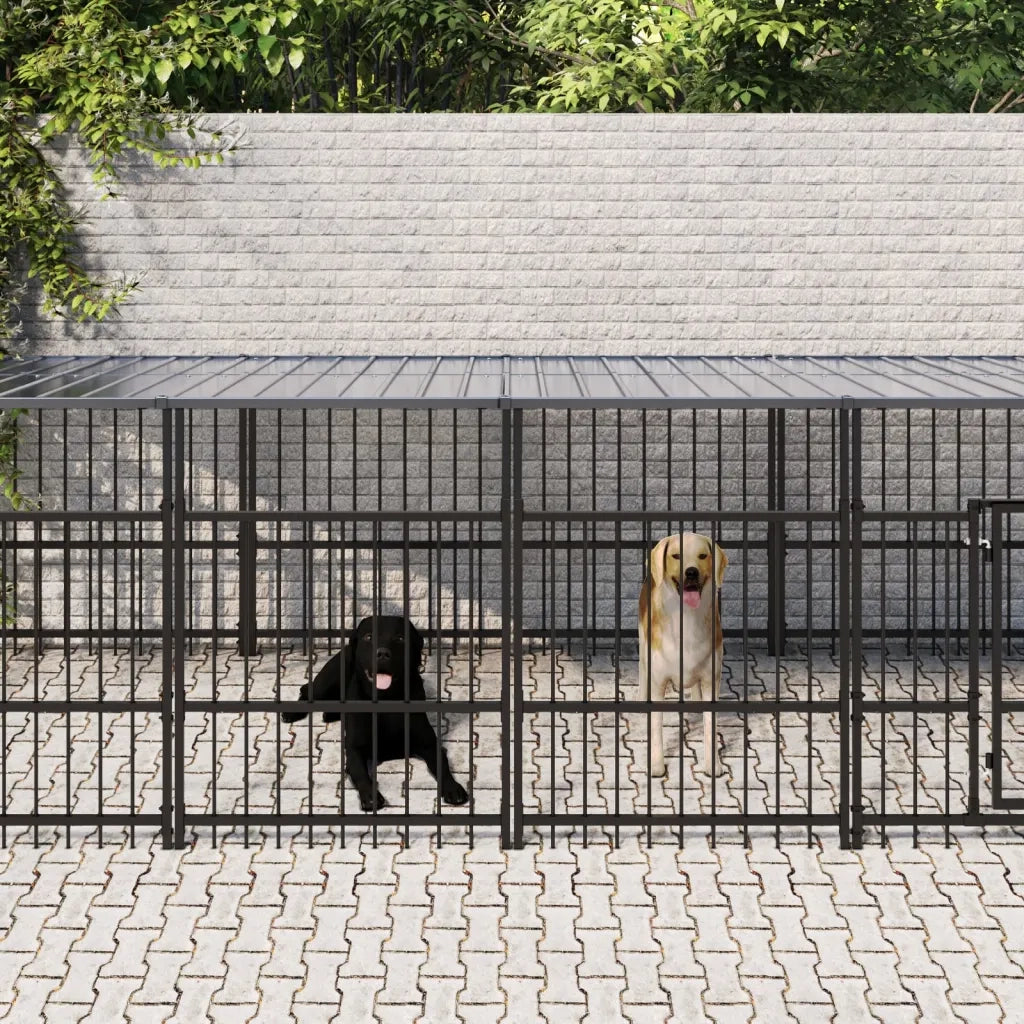 Gabbia per Cani da Esterno con Tetto in Acciaio 18,77 mÂ² cod mxl 42288