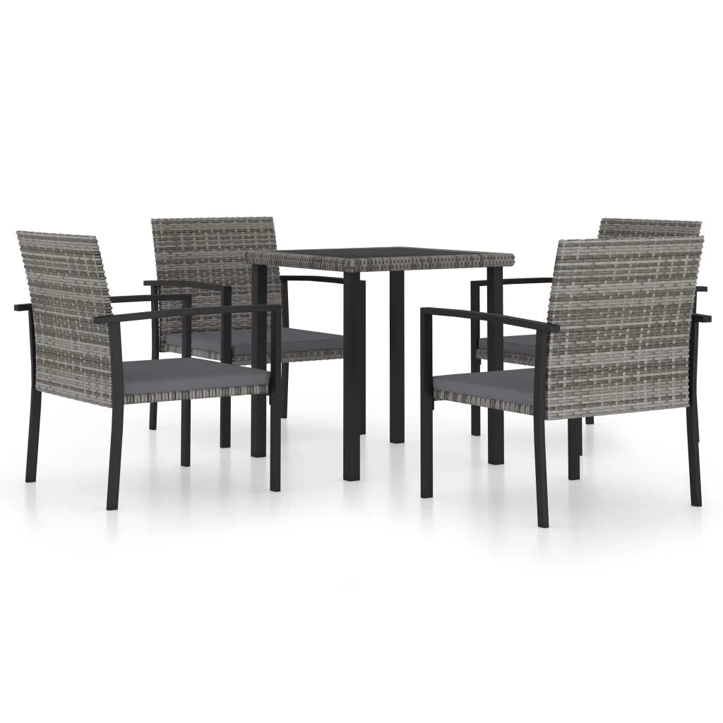 Set da Pranzo da Giardino 5 pz in Polyrattan Grigio 3065712