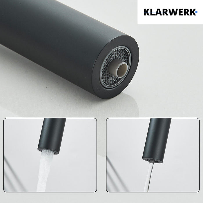 Jana | Raccordo estensibile premium a 3 vie grigio titanio opaco | Rubinetto osmosi da cucina in acciaio inox |. Filtro 3 connessioni ad arco alto