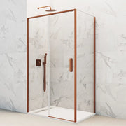 Box doccia angolare TWENTY fisso + scorrevole + laterale fisso 160x80 cm rame vetro trasparente