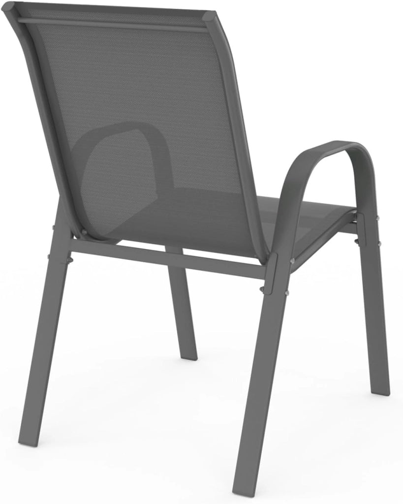 Set di 4 sedie impilabili in metallo e textilene grigio antracite LYMA