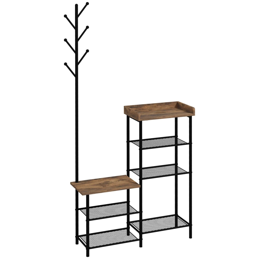 Appendiabiti con Scarpiera e Ripiani ¨C Zephmum ¨C Marrone 92.5x28.2x182 cm