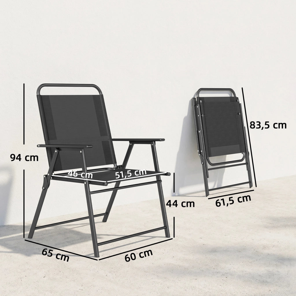 Sedia da giardino pieghevole con braccioli ¨C Zephmum ¨C Nero, Textilene