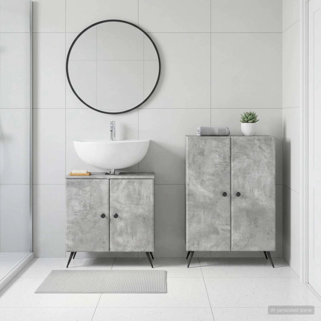 Set di Armadi da Bagno da 2 Pezzi BREDA Grigio Cemento 3417642