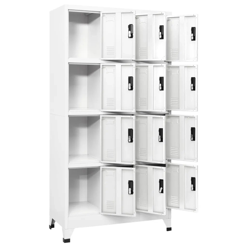 Armadio da ufficio moderno con serratura dimensioni 90 x 45 x 180 cm dotato di 12 ante con serratura in acciaio bianco. Codice articolo: 02_0047024.