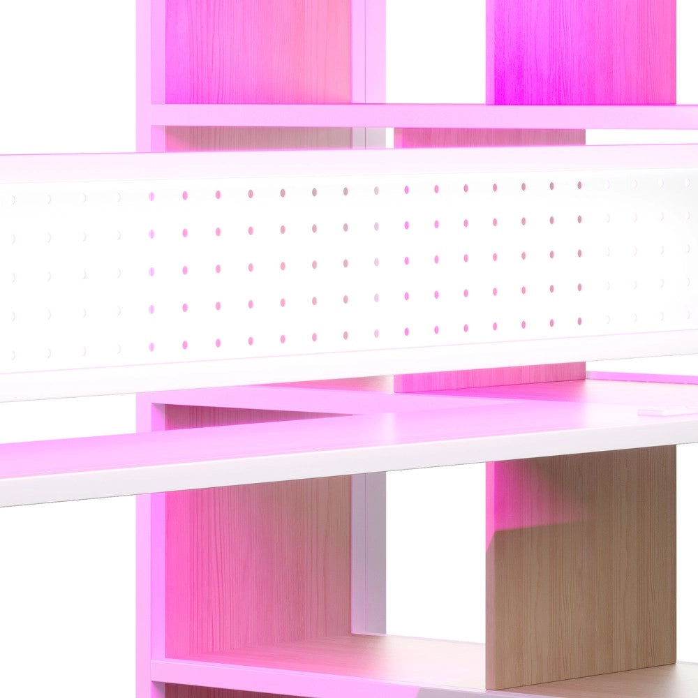 Letto a Soppalco con Scrivania, Armadio e LED ¨C MINIMAL ¨C Metallo Bianco 90x200
