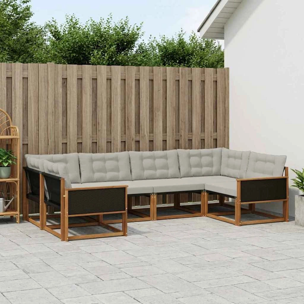 Set di divani da esterno 6 pz Naturale e Grigio Chiaro 3381639