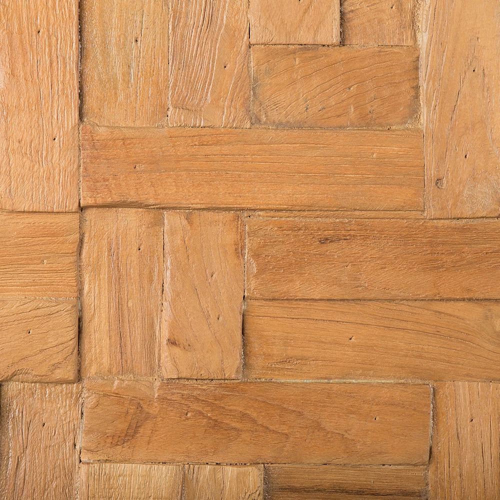 Decorazione da parete in legno chiaro teak 40 x 100 cm rettangolare rustico