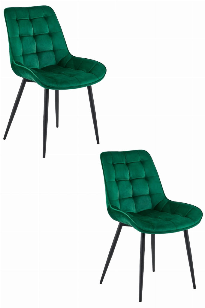 Sedia VALORA BERA - Velluto verde scuro con gambe nere x 2