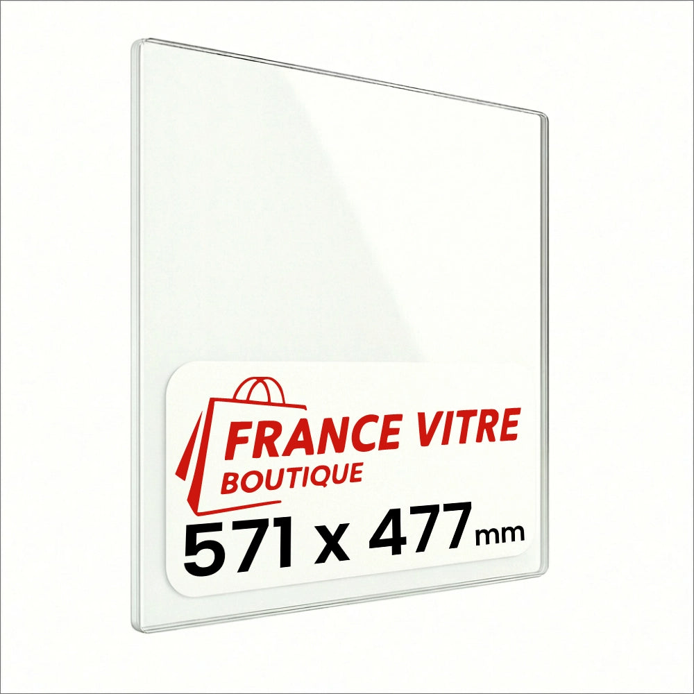 571 x 477 x 4 mm - Vetro per stufa a legna - vetro camino di ricambio - vetro per caminetto resistente al fuoco - France Vitre
