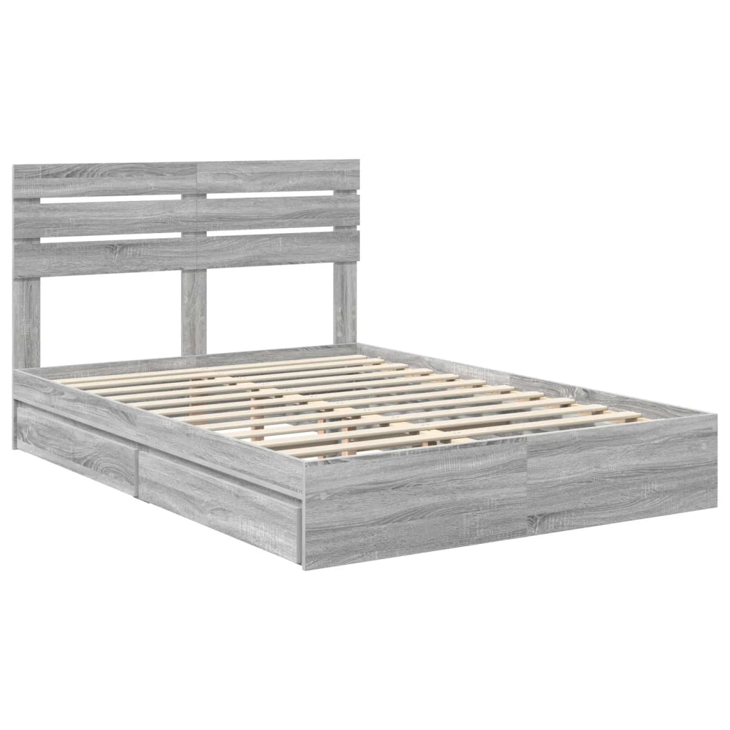 Letto con Contenitore con testiera Grigio Sonoma 140 x 200 cm 3411568