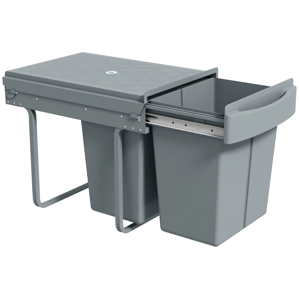 Cestino Sottolavabo 2 Contenitori Estraibili Riciclaggio 20 L ¨C Zephmum ¨C Grigio