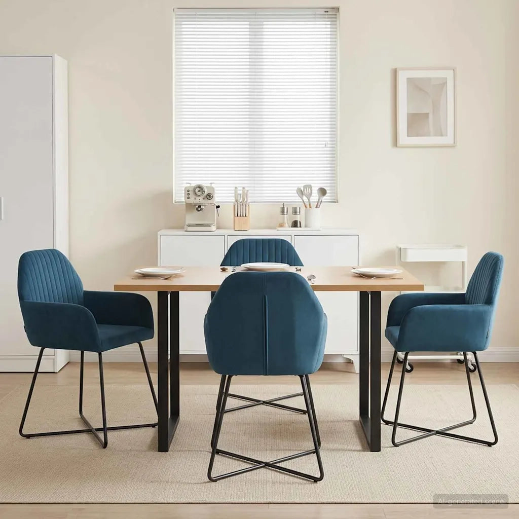 Sedie da pranzo 4 pcs Velluto (V) Blu 55 x 50 x 84 cm 3428380