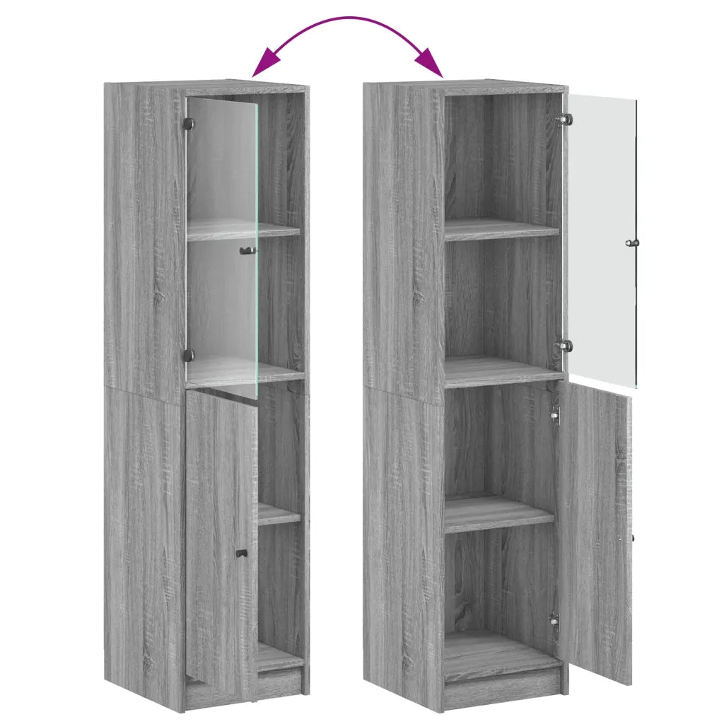 Credenza con Anta in Vetro Grigio Sonoma 35x37x142 cm 836446