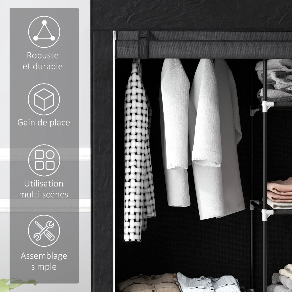 Armadio Guardaroba con Ripiani e Appendiabiti ¨C zephmum ¨C Nero 90x51x200