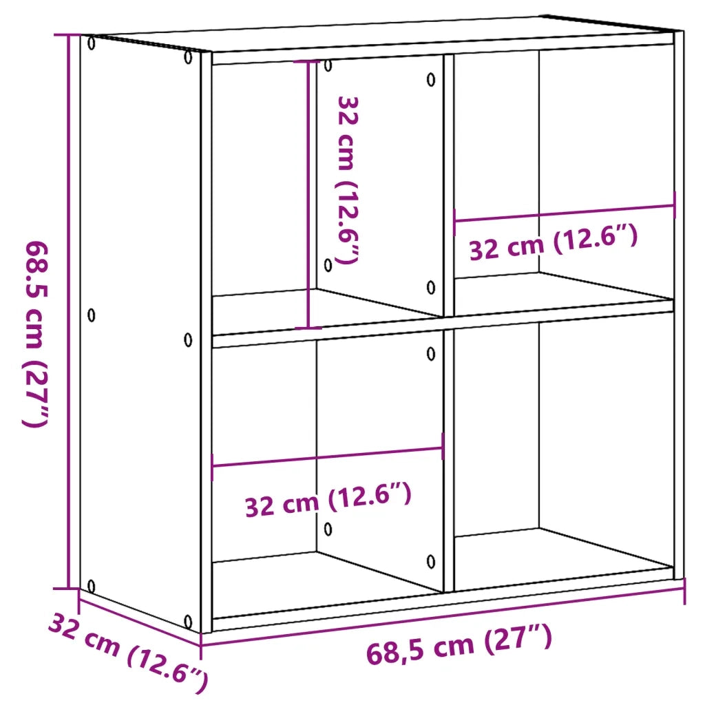 Libreria Rovere Marrone 68,5x32x68,5 cm in Legno Multistrato 852831