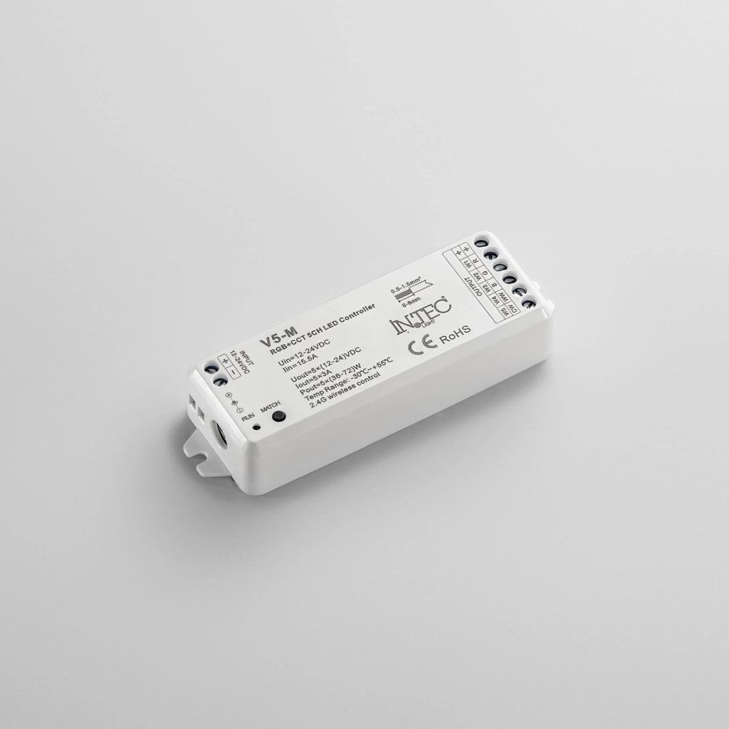 RICEVITORE RF2,4G 5 CANALI PER WALLPAD DMX UTILIZZABILE PER SINGOLO COLORE E RGB E RGBW E RGB+CCT 11,4X3,8