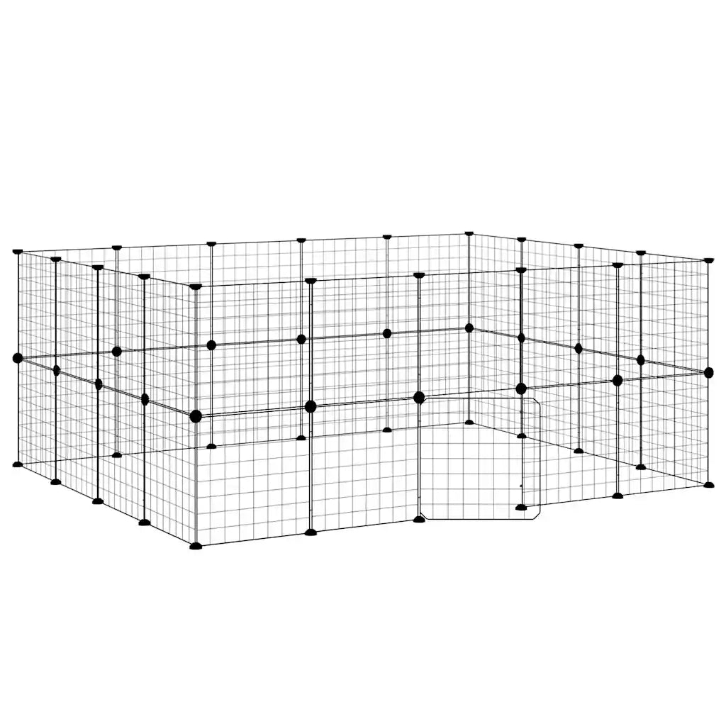 Gabbia per Animali 36 Pannelli con Porta Nera 35x35 cm Acciaio 3114039
