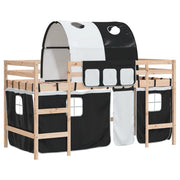 Letto a Soppalco con Tunnel Bambini | Letto Infantile | Lettino Bianco e Nero 90x190cm Pino