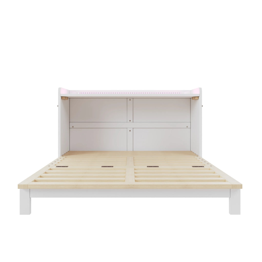 Letto a scomparsa ULEVR 140x200 cm con cassetti, LED, USB e presa, bianco