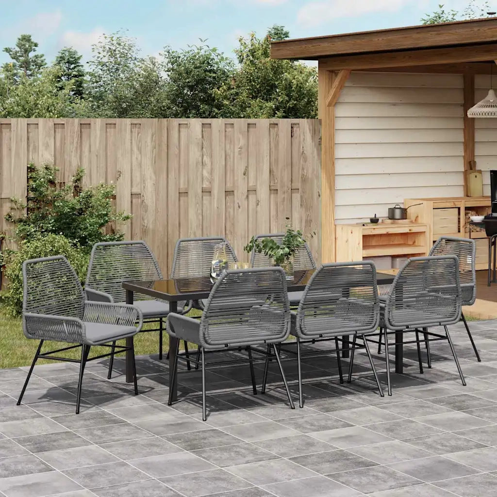 Set da Pranzo per Giardino con cuscino 9 pcs Grigio polyrattan 3380889