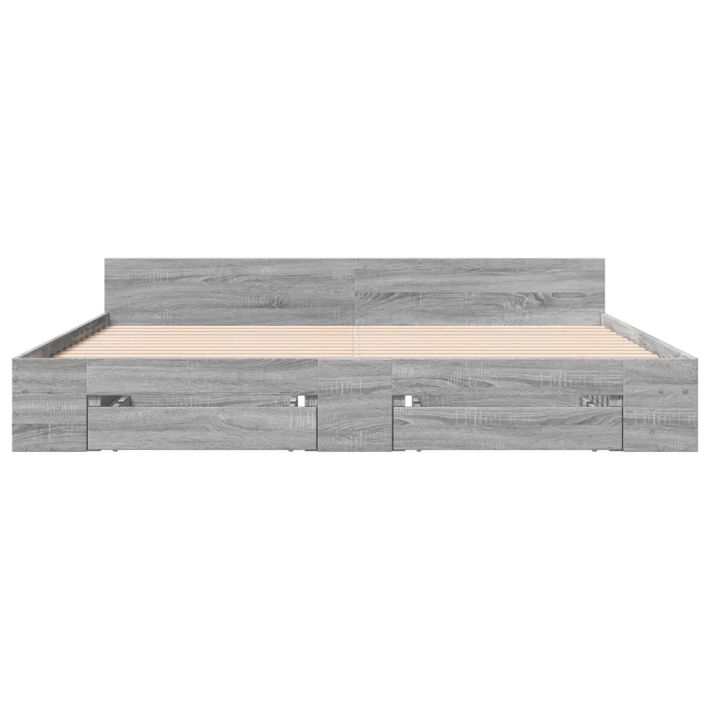 Giroletto Cassetti Grigio Sonoma 200x200 cm Legno Multistrato
