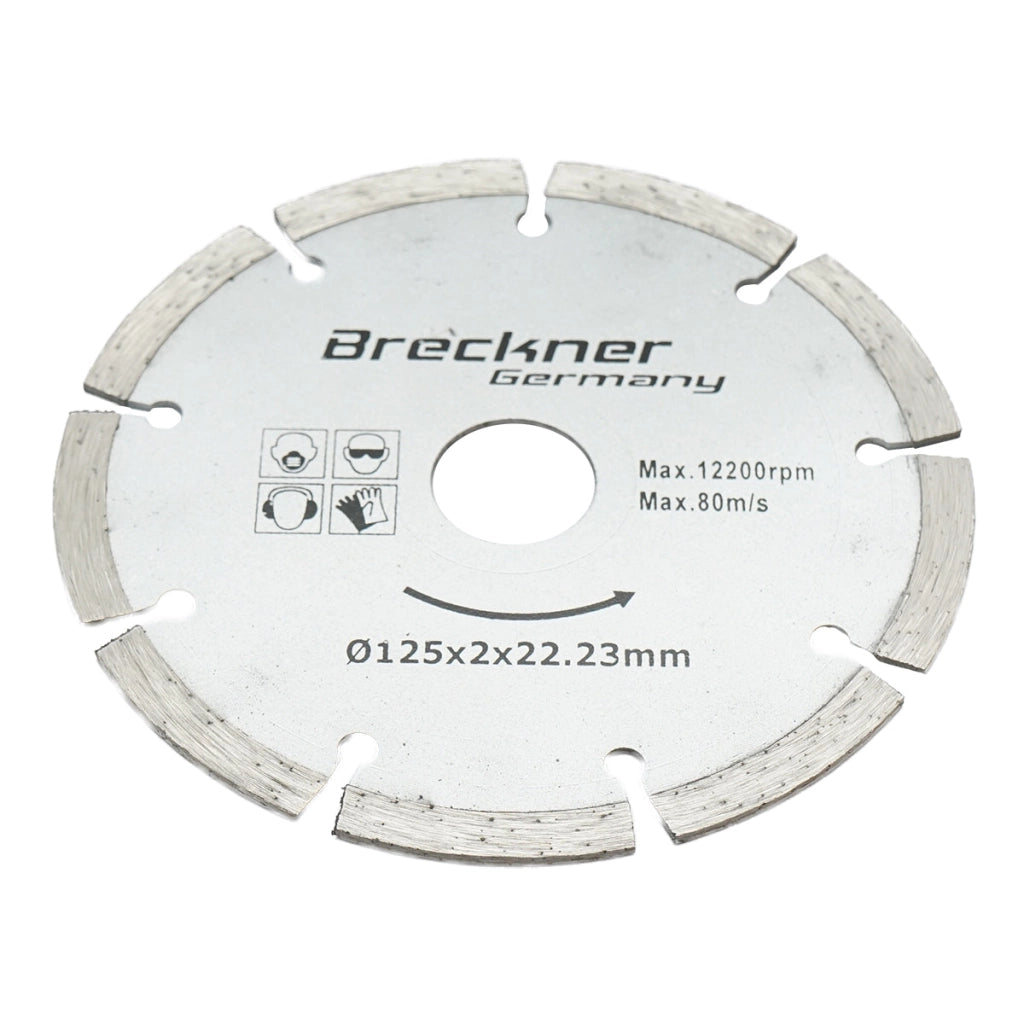 Disco diamantato segmentato 125x2x22.23mm per taglio a secco di calcestruzzo e ceramica Breckner Germany