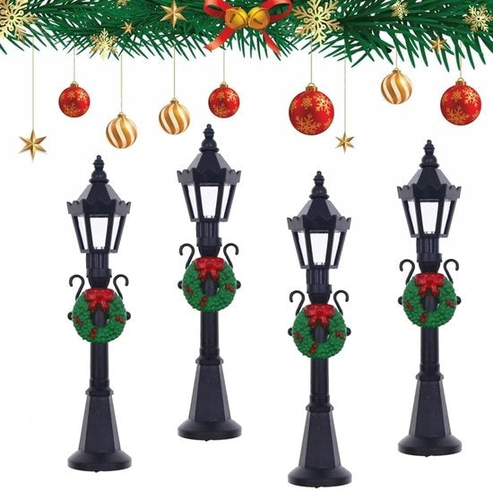 Lanterne stradali miniature 4 pezzi - accessori giardino - decorazioni natalizie - casa di bambole - decorazione per gnomi - alta qualità plastica - illuminazione miniatorea