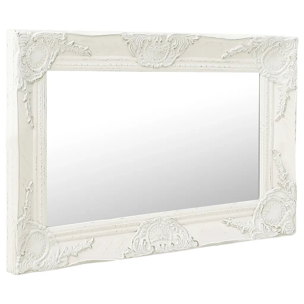 Specchio da Parete Stile Barocco-Specchio a Muro-Specchio Decorativo 60x40 cm Bianco