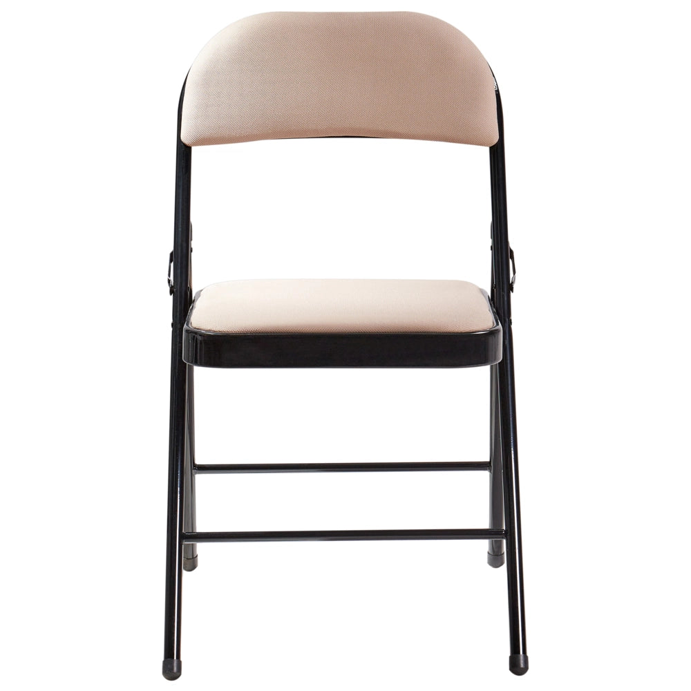 Set 4 Sedie Pieghevoli in Metallo beige e nero sedile e schienale imbottiti