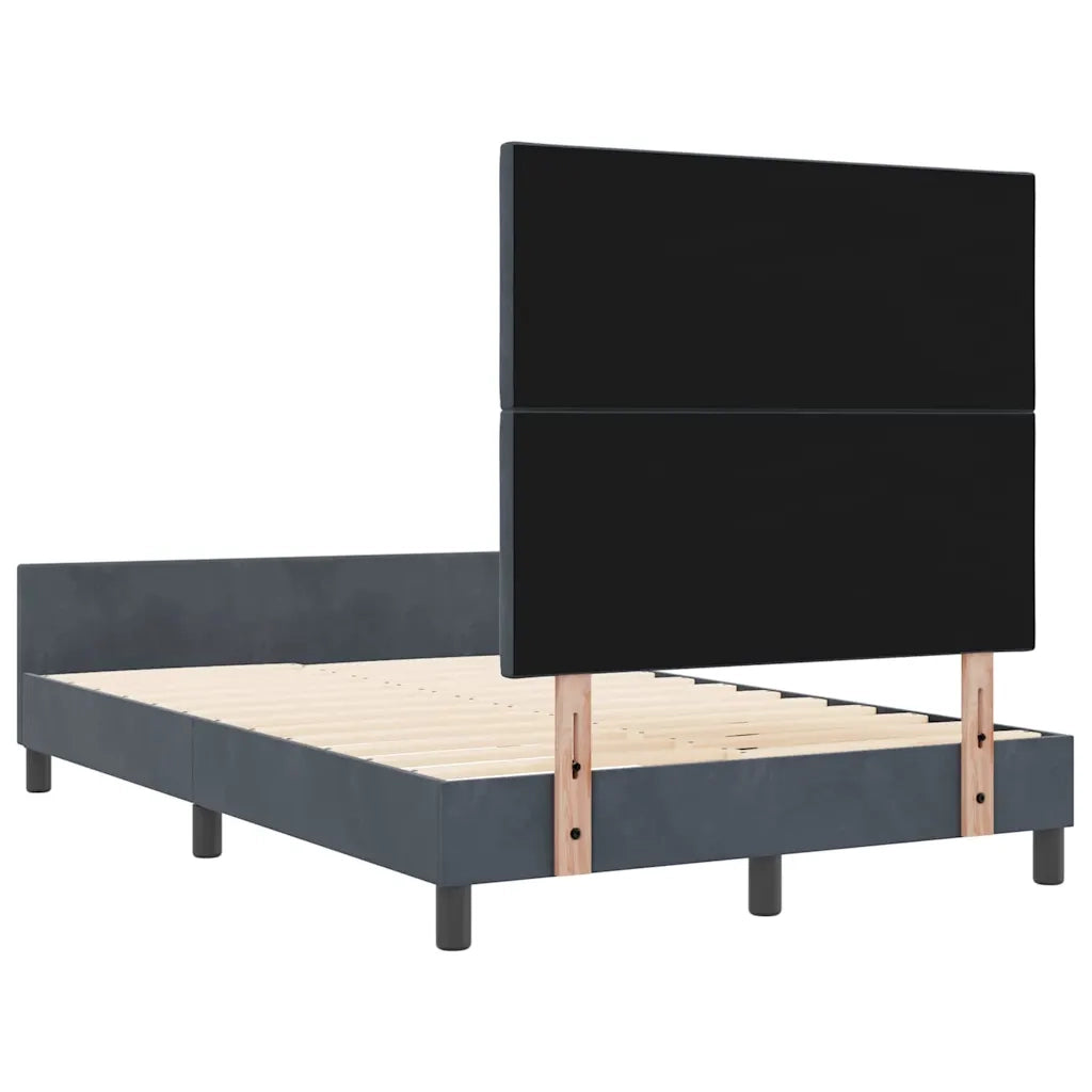 Letto a molle con testiera-Rete con Testiera Grigio scuro 120 x 190 cm Velluto