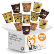Akitaink 1000 Bicchierini Caffe' 75ml Carta Biodegradabile Avana
