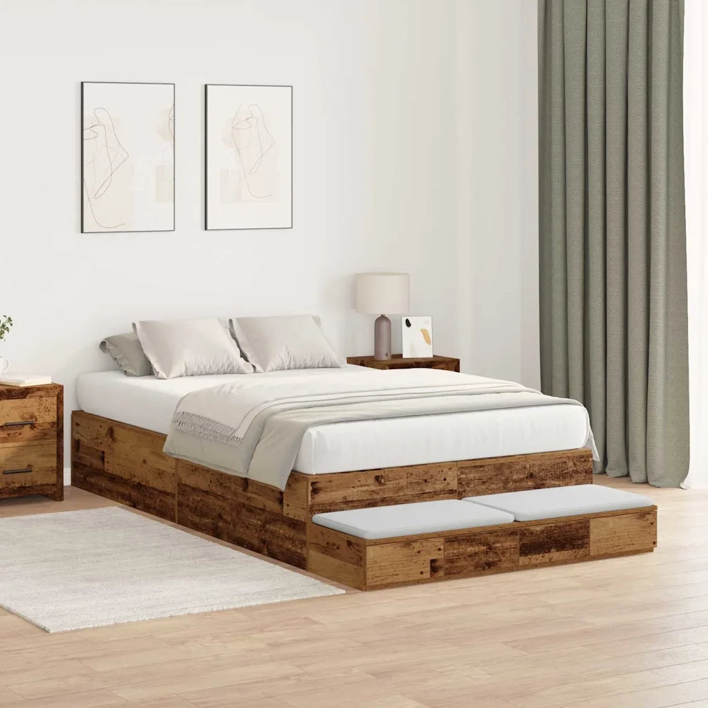Struttura letto con contenitore Legno vecchio 120 cm 3335635