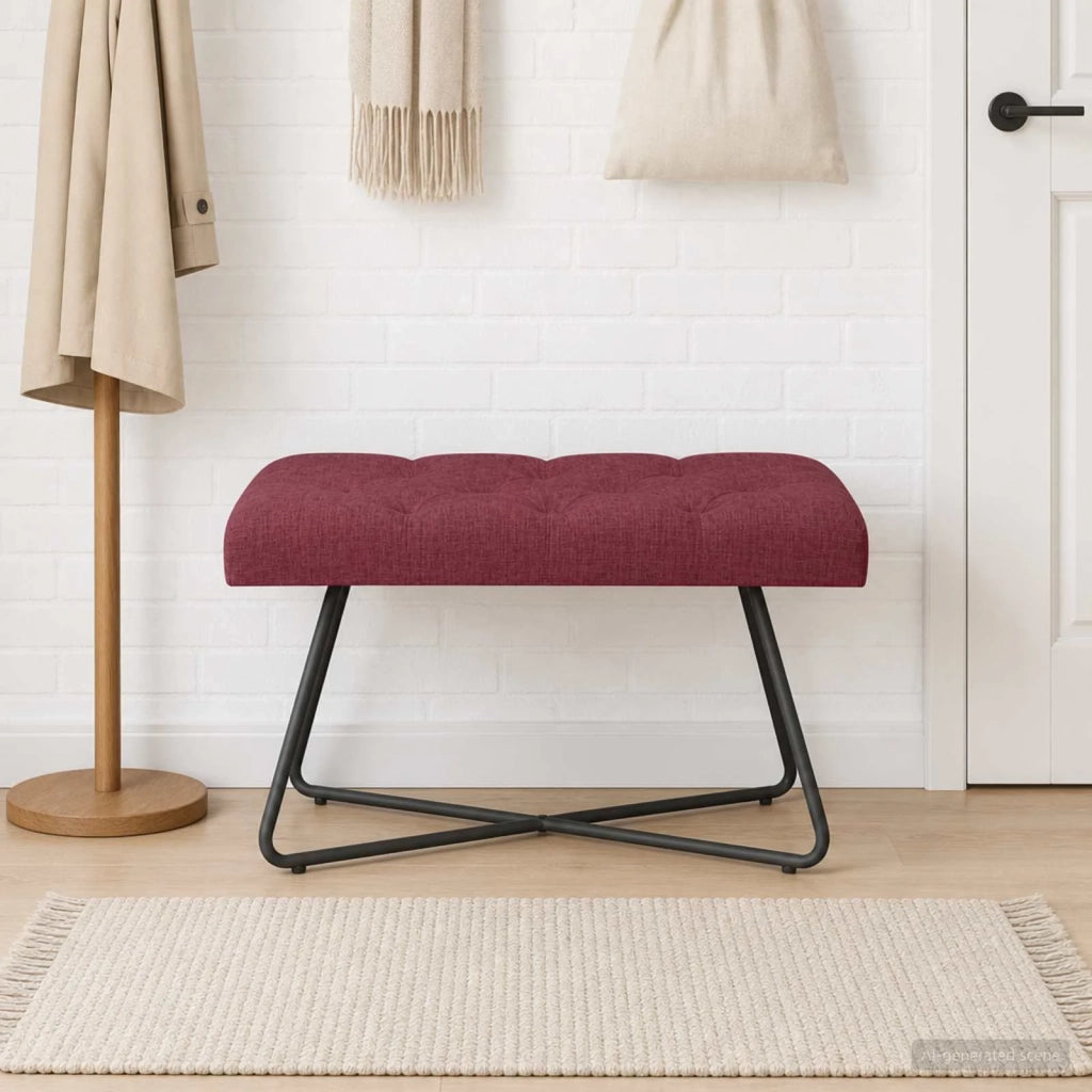 Panchina con bottoni imbottiti Rosso Vino 80 x 40 x 46 cm 42038360