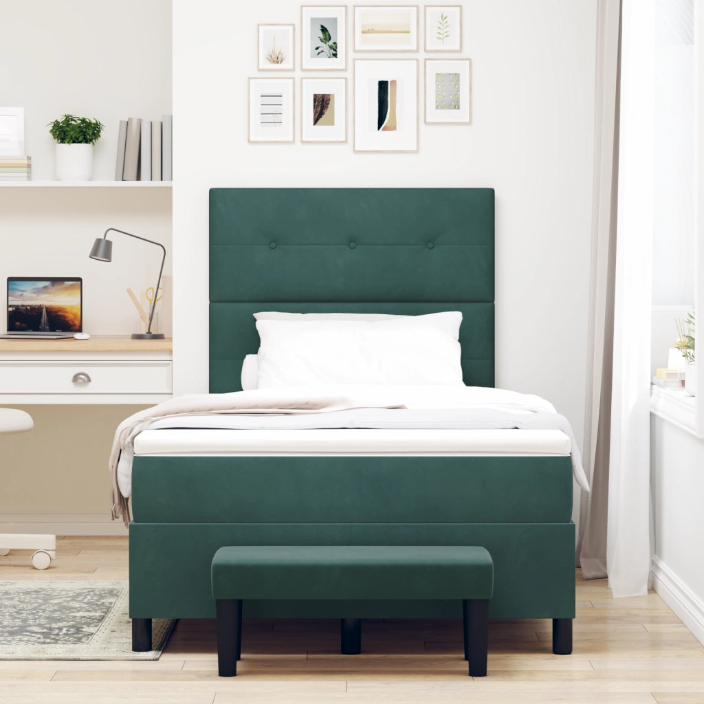 Letto Box Spring e Materasso Verde Scuro 120x190 cm Velluto