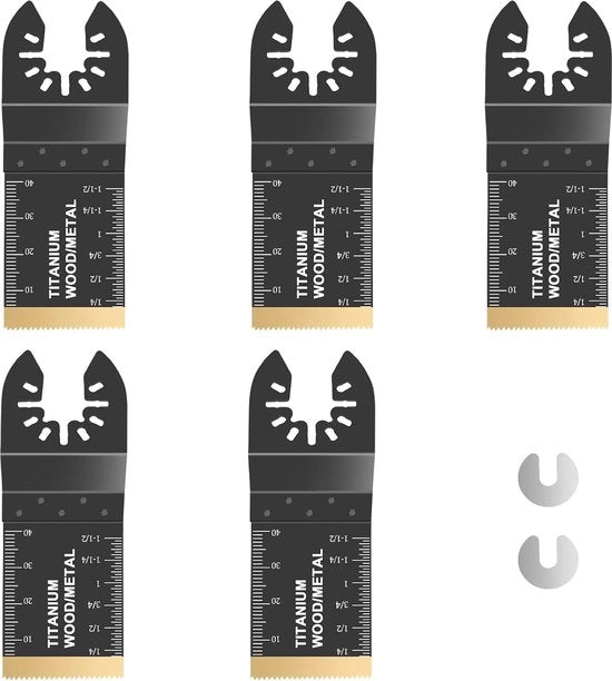 Lame Oscillanti per Multitool a Titanio 5 pezzi - Lame per Taglio del Legno e del Metallo