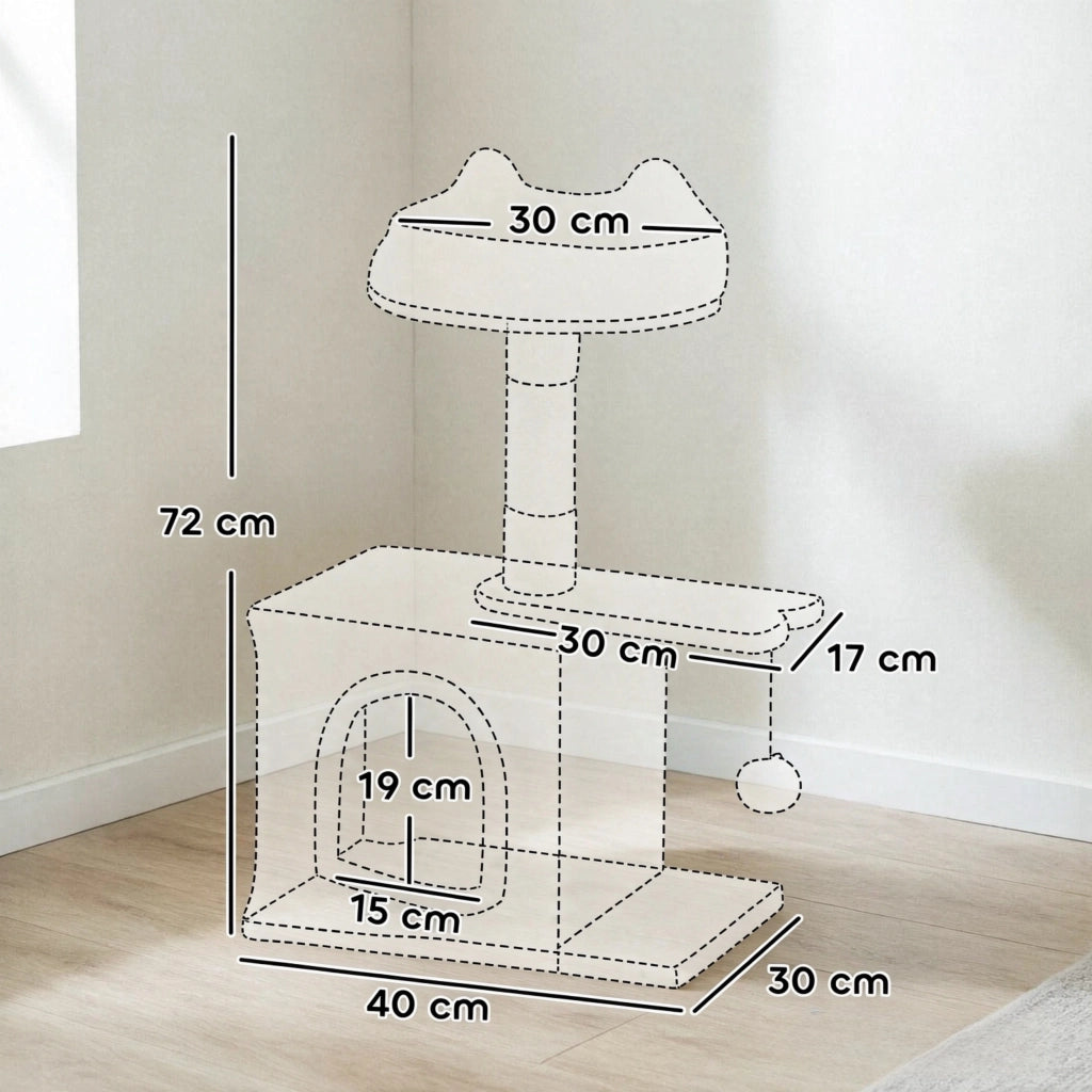 Albero per gatti con piattaforma a forma di pesce e tiragraffi in sisal; 72 cm