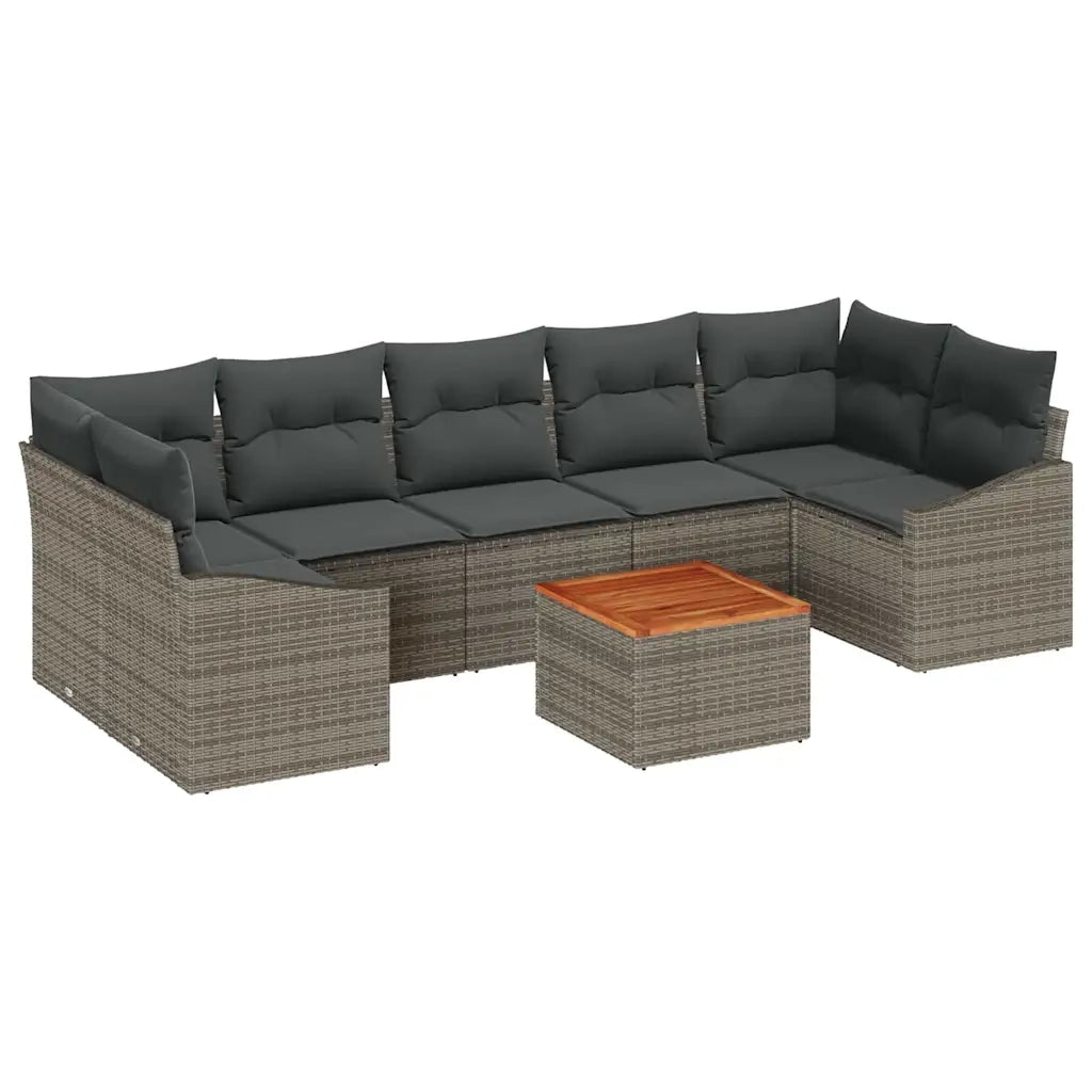 Set Divano da Giardino 8 pcs Grigio polyrattan 3356466