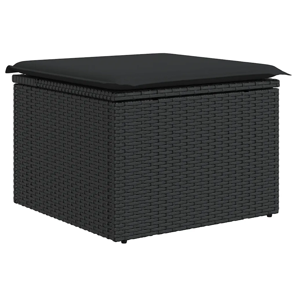 vidaXL Set Divani da Giardino 9 pz con Cuscini Nero in Polyrattan