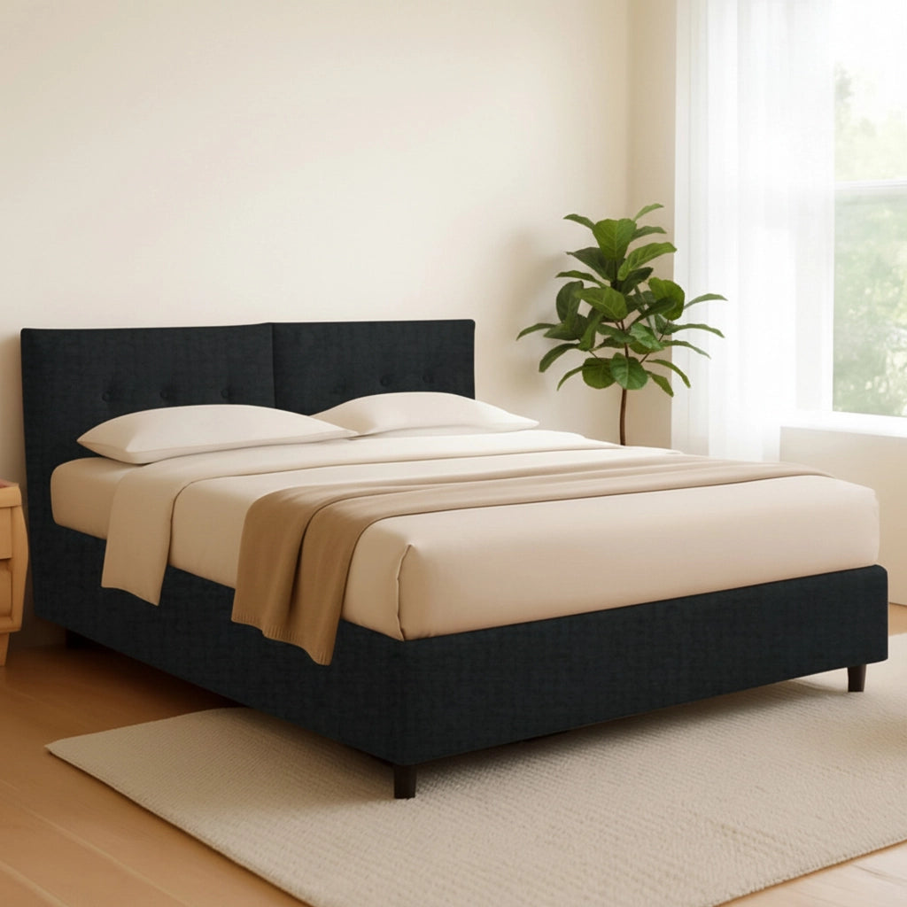 Bath, Letto Matrimoniale Sfoderabile Made in Italy, Grigio Scuro