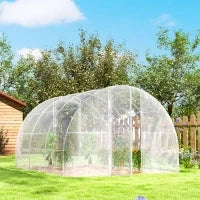 Serra da Giardino a Tunnel 3 x 3 x 2 m 9 m² con Porta a Cerniere Telo, in PE 150 g/m², per Verdure, Piante, Fiori, Trasparente