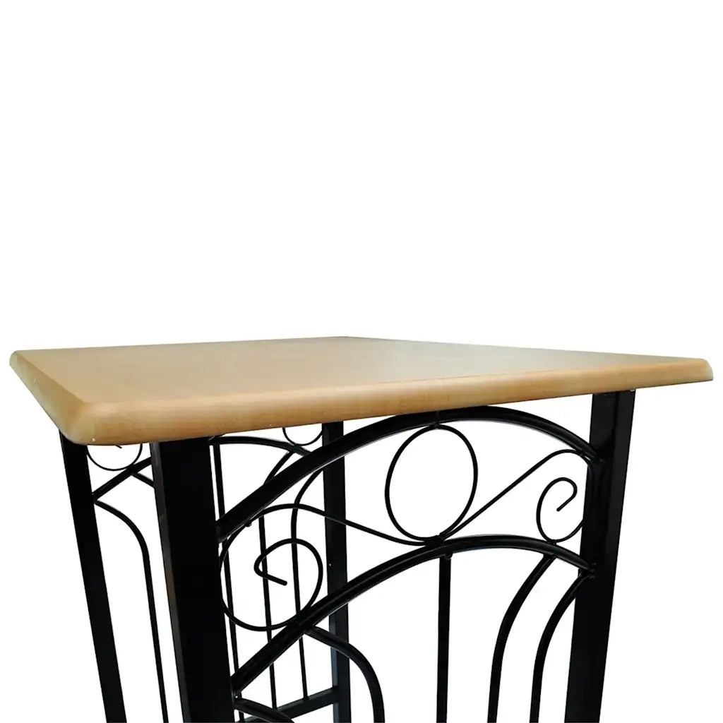 Tavolo e Sgabelli da Bar Set 3 pz in Legno e Acciaio cod mxl 72607