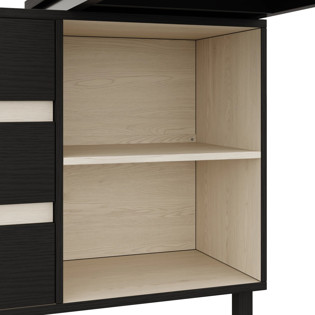 Scrivania a L 150 x 100 x 76 cm con 3 cassetti, 2 vani aperti, struttura in MDF e metallo, nero/bianco