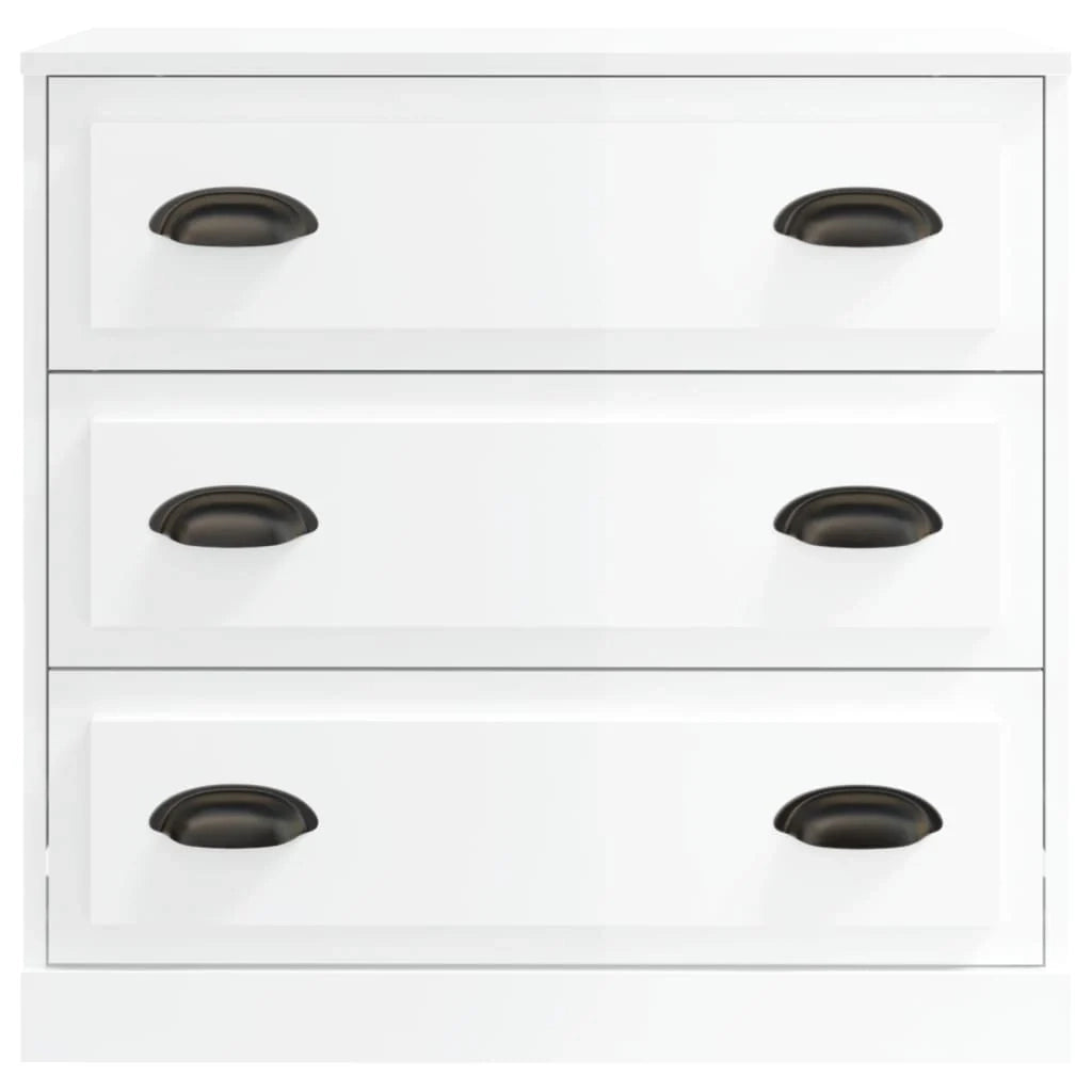 Buffet credenza cassettiera mobiletto mobile contenitore organizer per cucina soggiorno finitura lucida 70 x 35,5 x 67,5 cm legno ingegnerizzato bianco 02_0030763