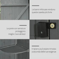Capanno da Giardino Porta Attrezzi in Legno Impermeabile, 77x54.2x179cm - Grigio