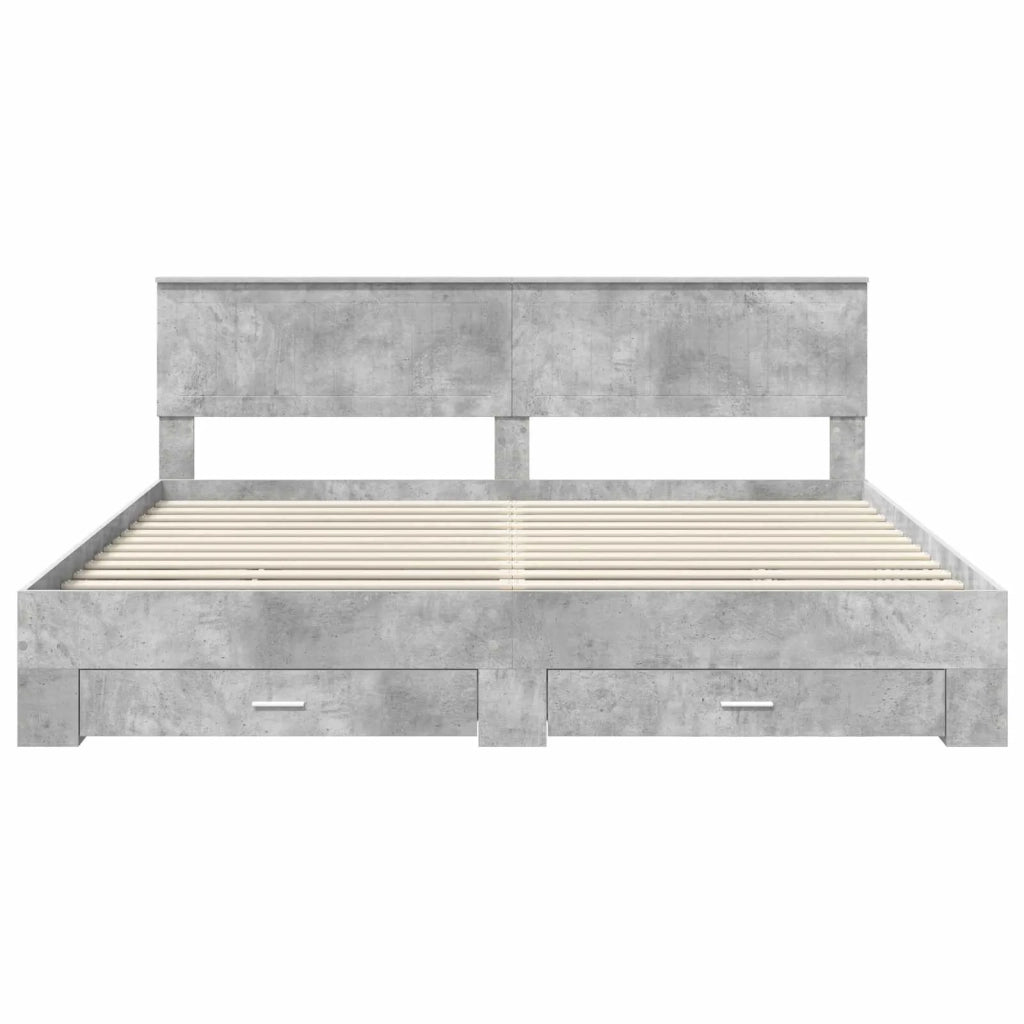 Struttura del letto con testiera Grigio cemento 200 x 200 cm