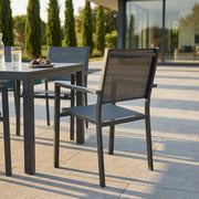 Poltrona da Giardino Impilabile in Alluminio Textilene cm 55x58x85 - WOODY